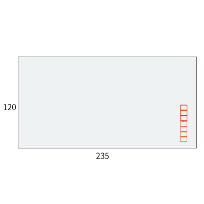 洋0ダイヤ ECスカイ 100 (〒枠付き)
幅 x 天地：235 x 120mm
米坪：100g/m2
