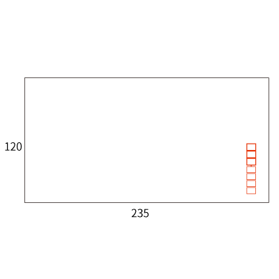 洋0ダイヤ YKケント 100 (〒枠付き)
幅 x 天地：235 x 120mm
米坪：100g/m2