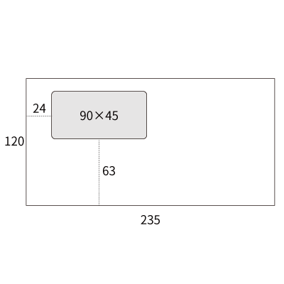 洋長3 セロ窓1号 透けないコーティング ケント100 (〒枠なし)
幅 x 天地：235 x 120mm
米坪：100g/m2