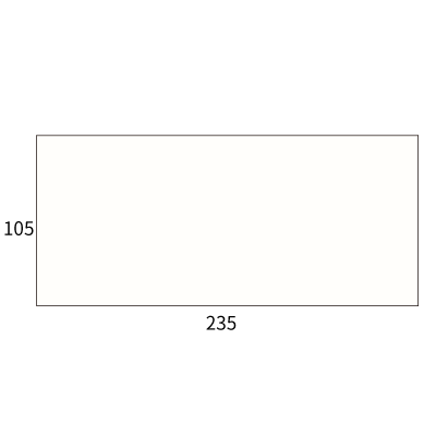 パステルホワイト洋4 (500枚函)枠ナシ
幅 x 天地：235 x 105mm
米坪：100g/m2